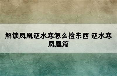 解锁凤凰逆水寒怎么捡东西 逆水寒凤凰篇